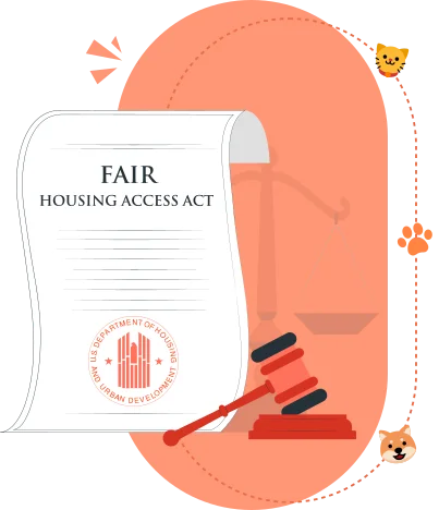 Fair Housing Act document with scales of justice and a gavel